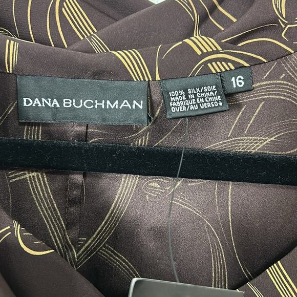 Dana Buchman Walnut Multi Printed Cowl Neck Long Sleeve Shirt Dress, Size 16 - Picture 3 of 6